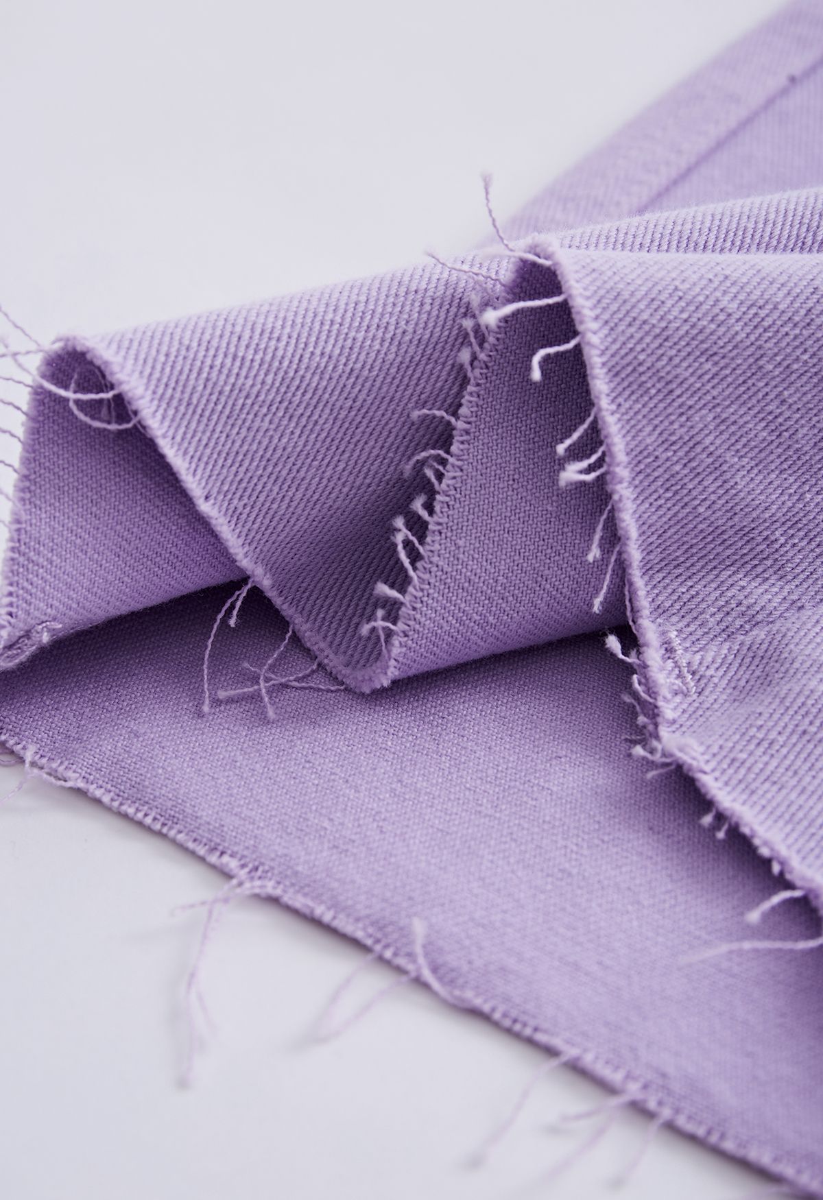 Classic Pocket Frayed Detail Flare Jeans in Lilac