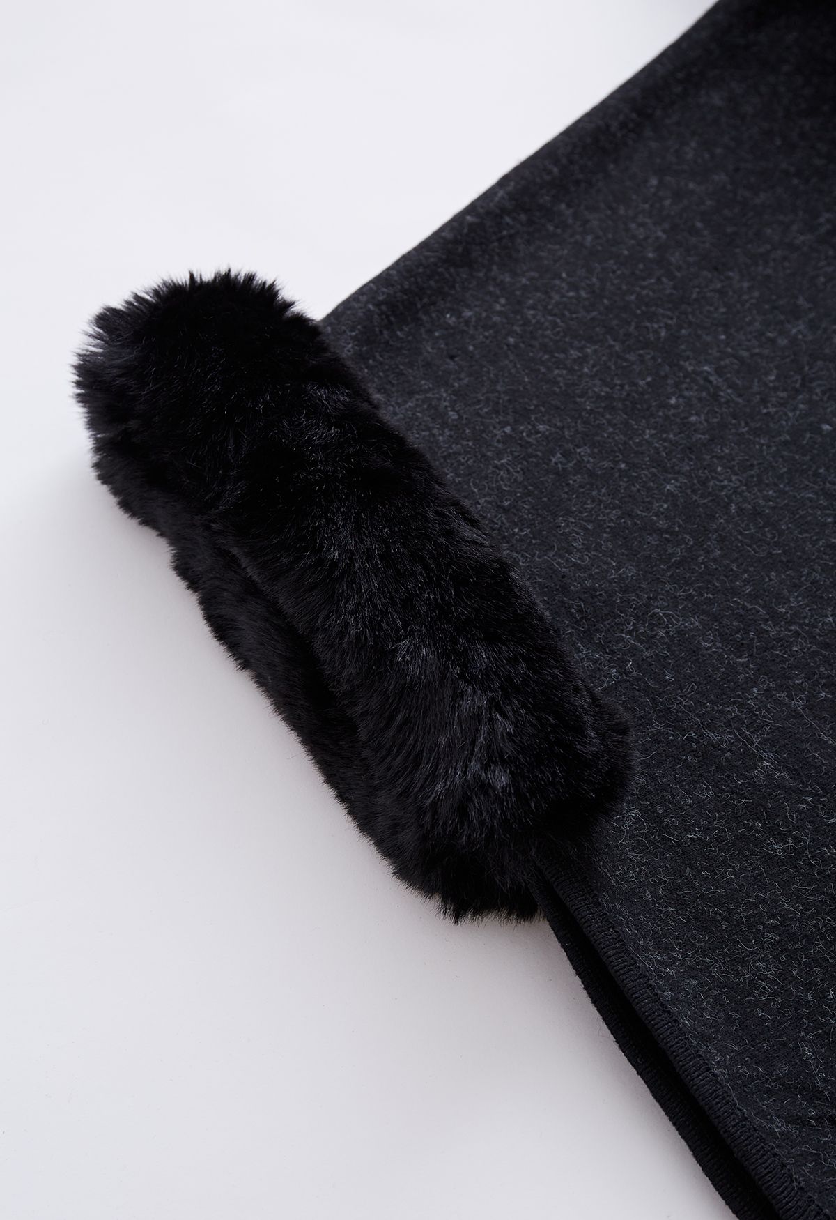 Cozy Faux Fur Hooded Poncho in Black