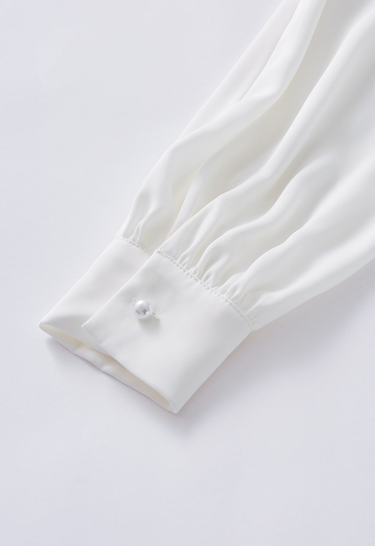 Cowl Neck Ribbon Satin Top in White