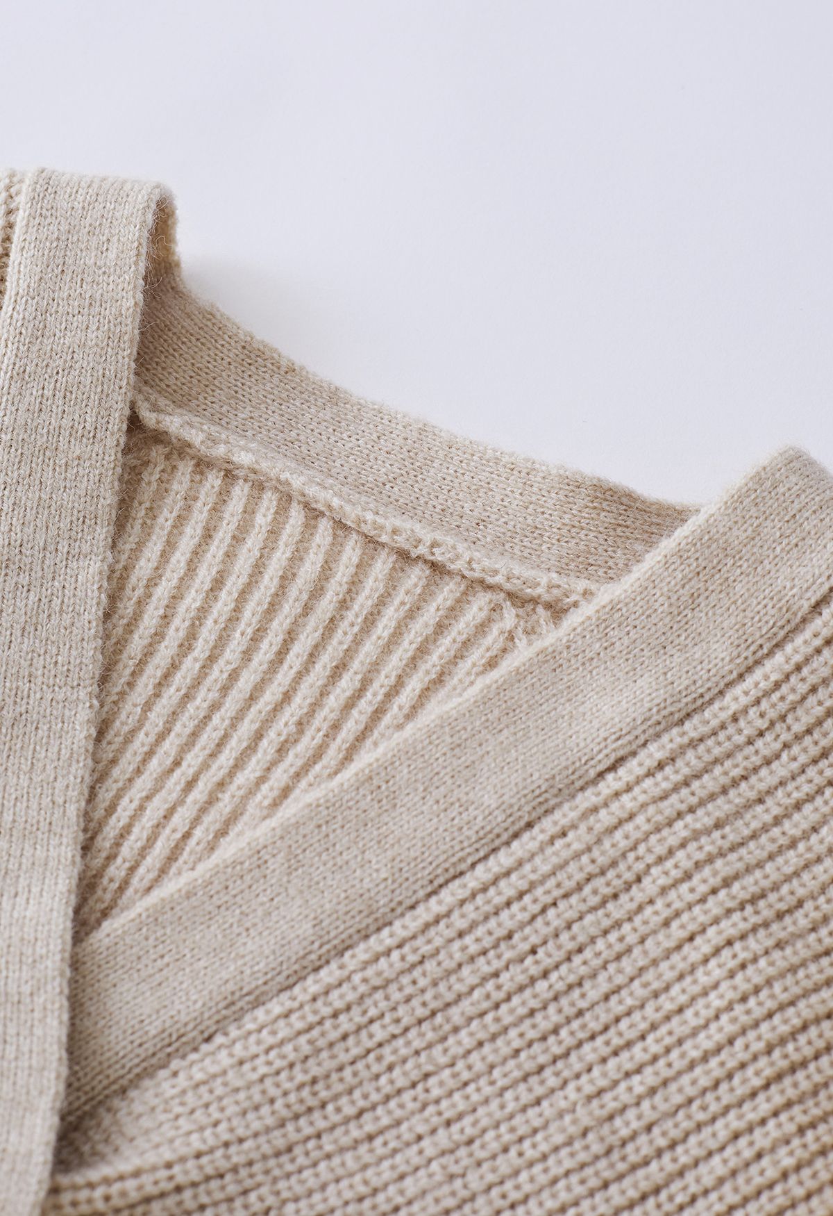 Twist Front Solid Color Sweater in Light Tan