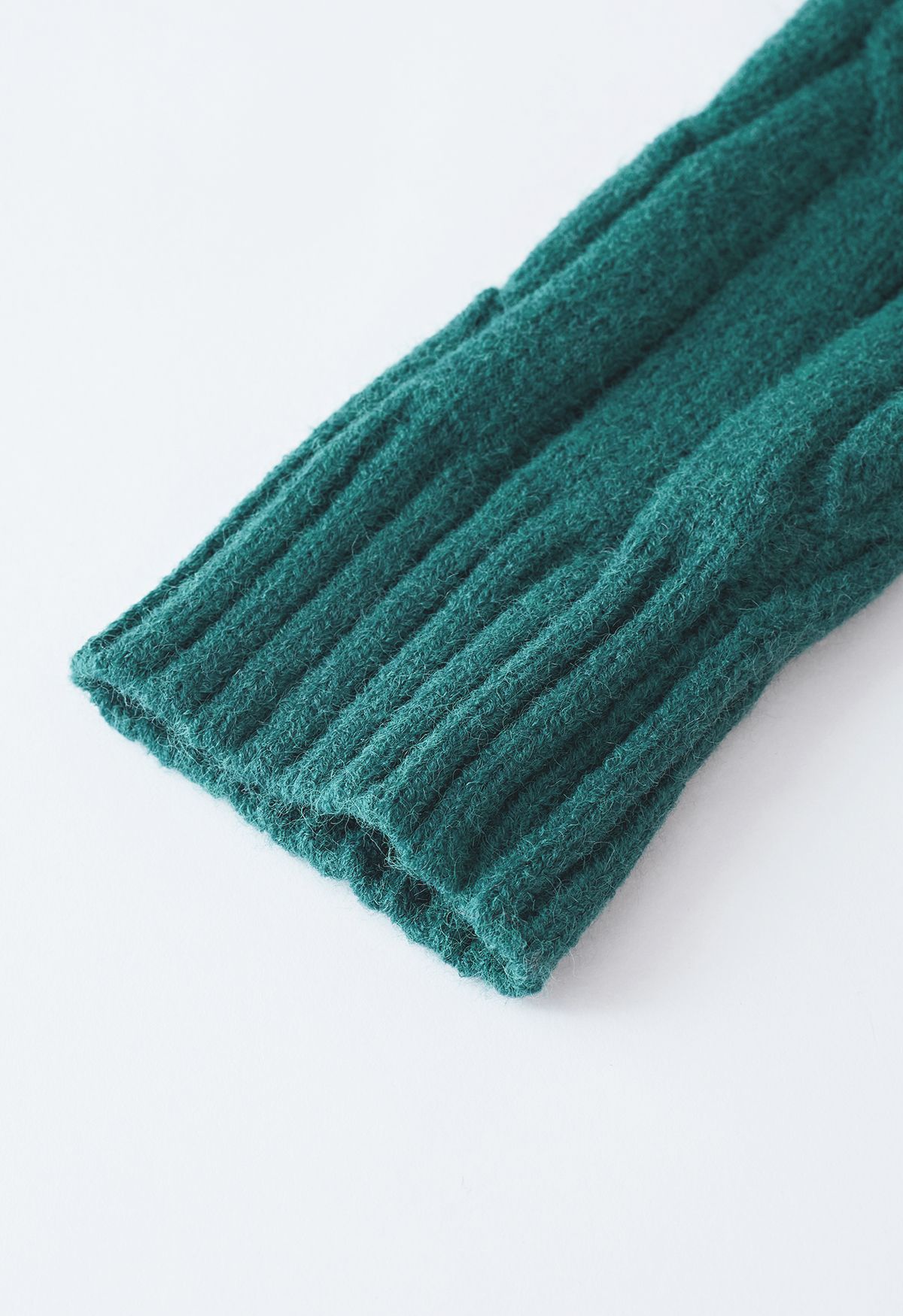 Braid Texture Round Neck Knit Sweater in Teal