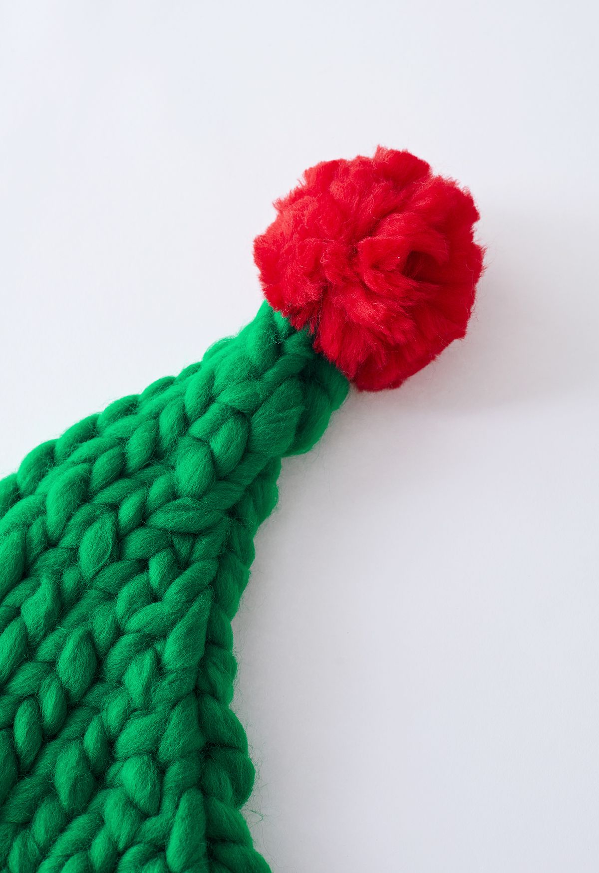 Color Block Braided Hand-Knit Pom-Pom Christmas Hat