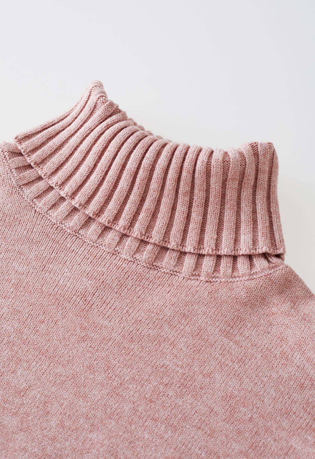 Turtleneck Hi-Lo Sweater and Knit Pants Set in Pink