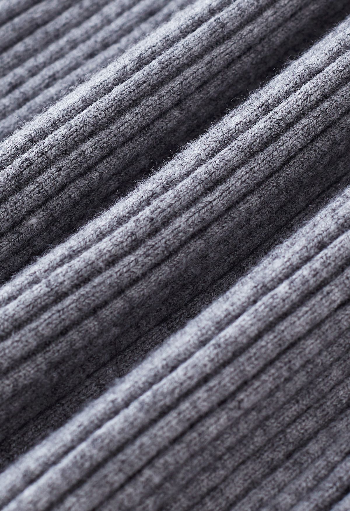 Cutout High Neck Rib Knit Top in Grey