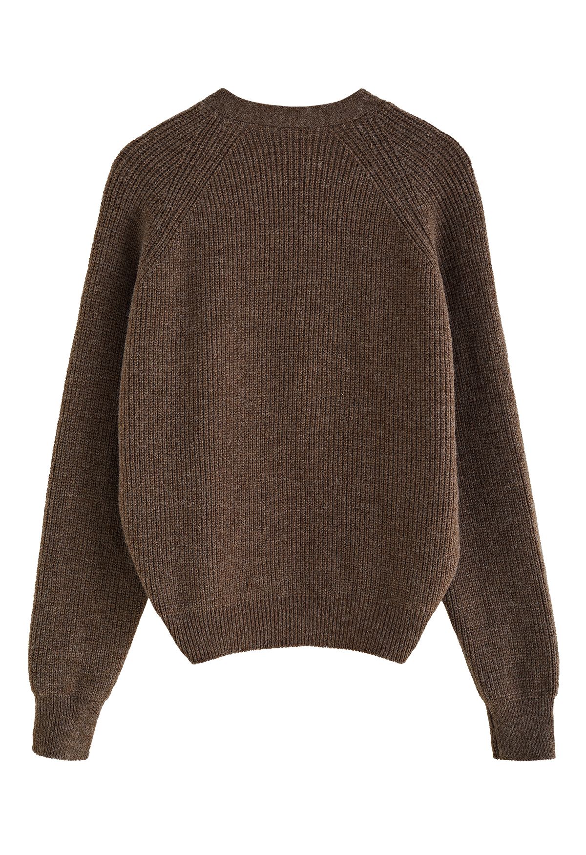 Twist Front Solid Color Sweater in Brown