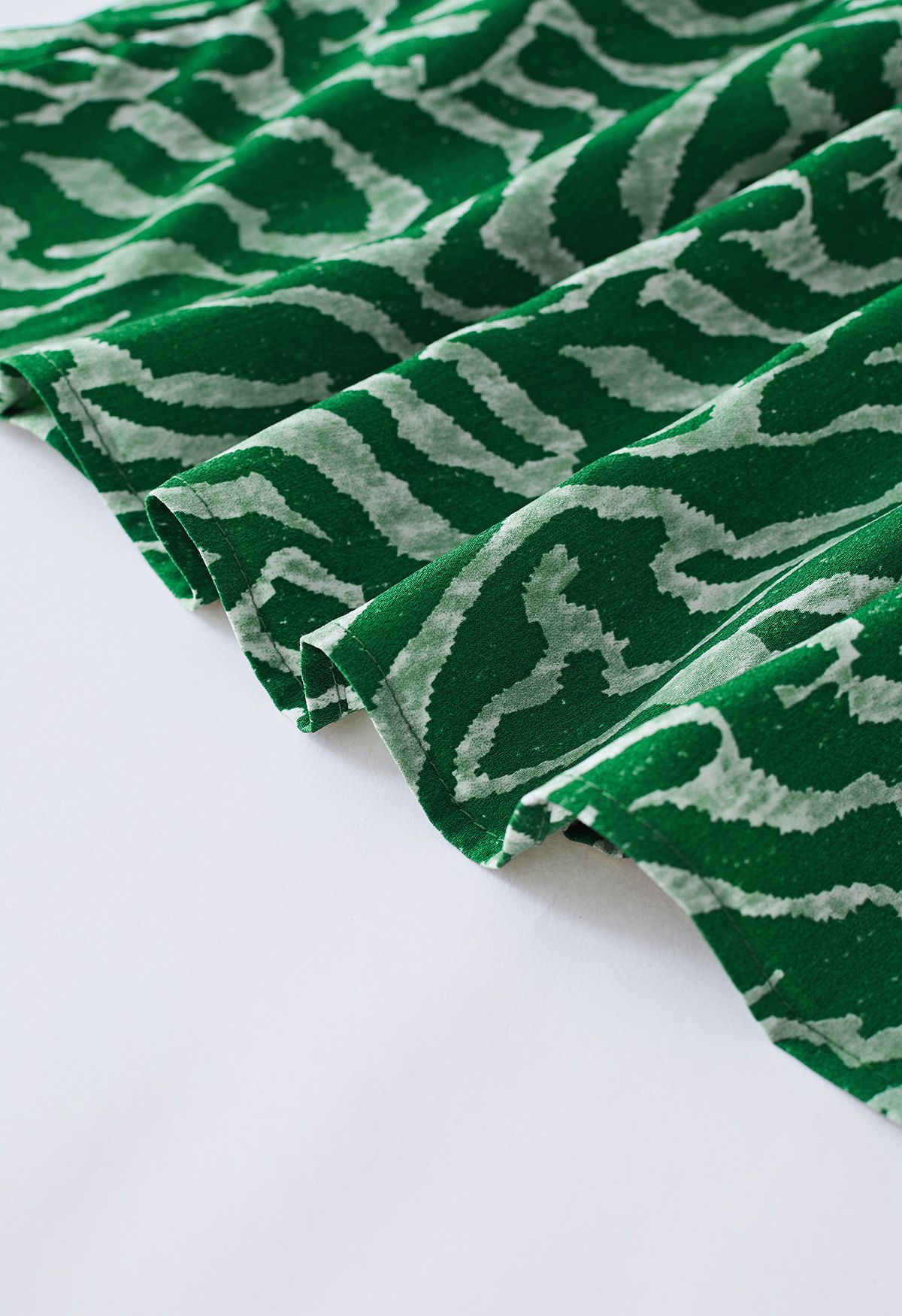V-Neck Zebra Print Midi Dress in Green