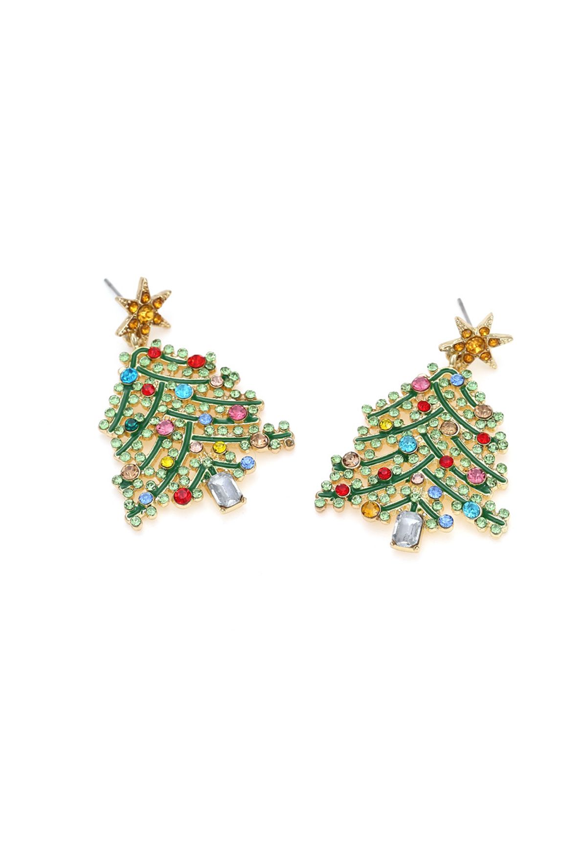 Shining Christmas Tree Oil Spilling Earrings