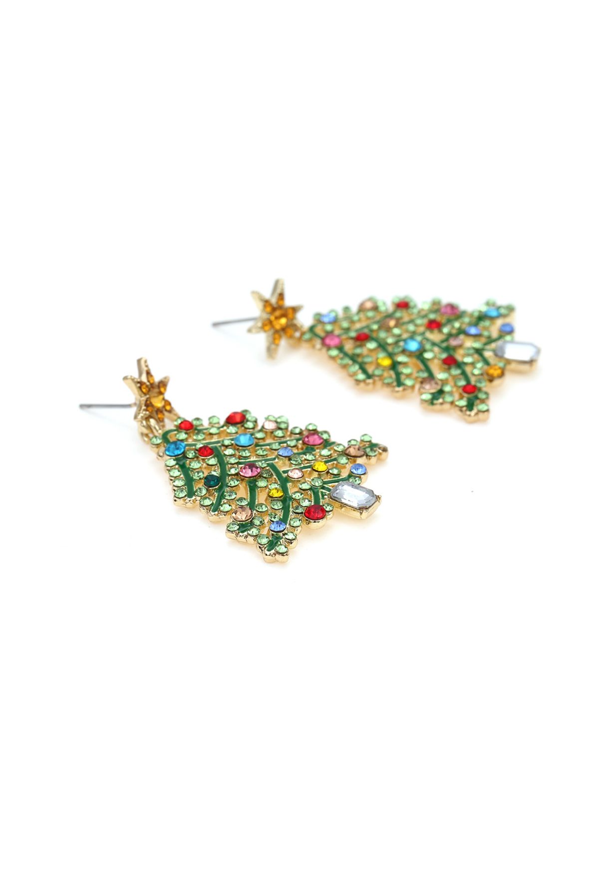 Shining Christmas Tree Oil Spilling Earrings