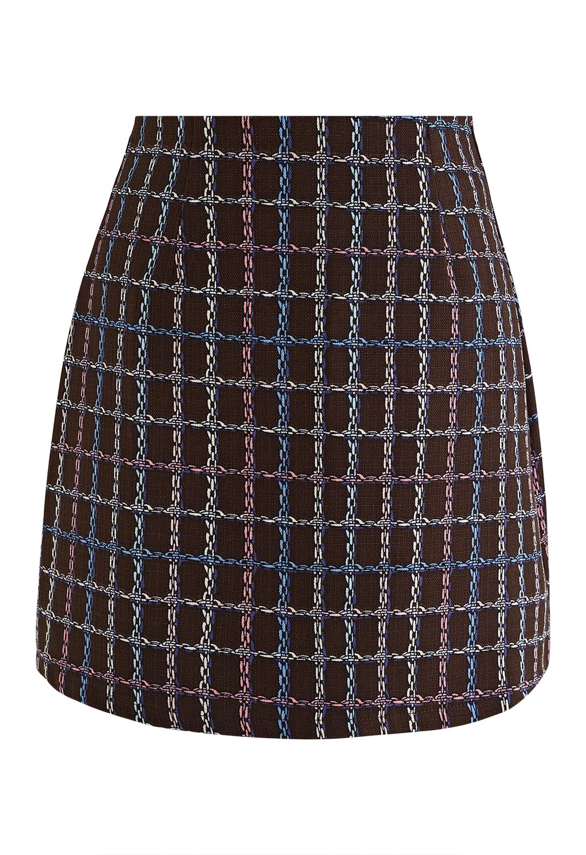 Chain Grid Mini Bud Skirt in Brown