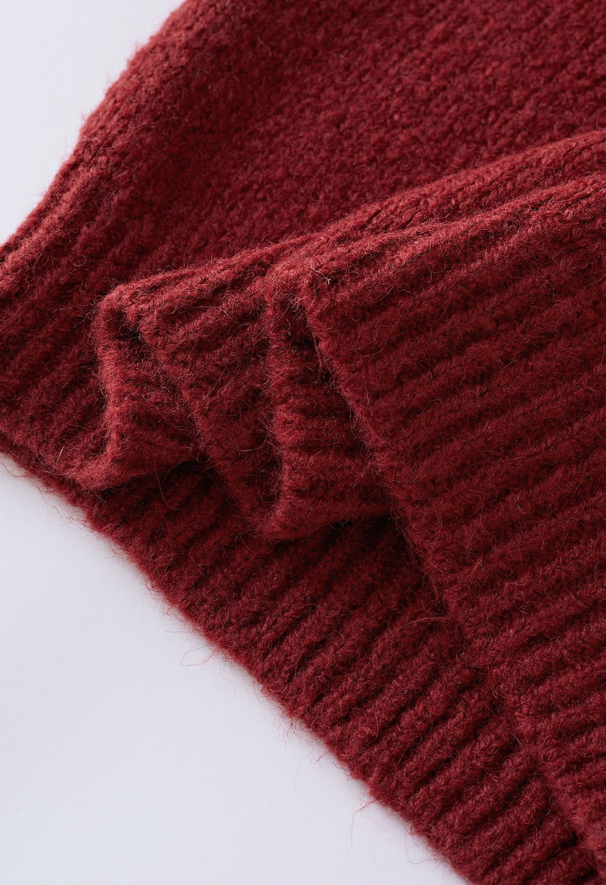 Pom-Pom Christmas Tree Chunky Knit Sweater in Red