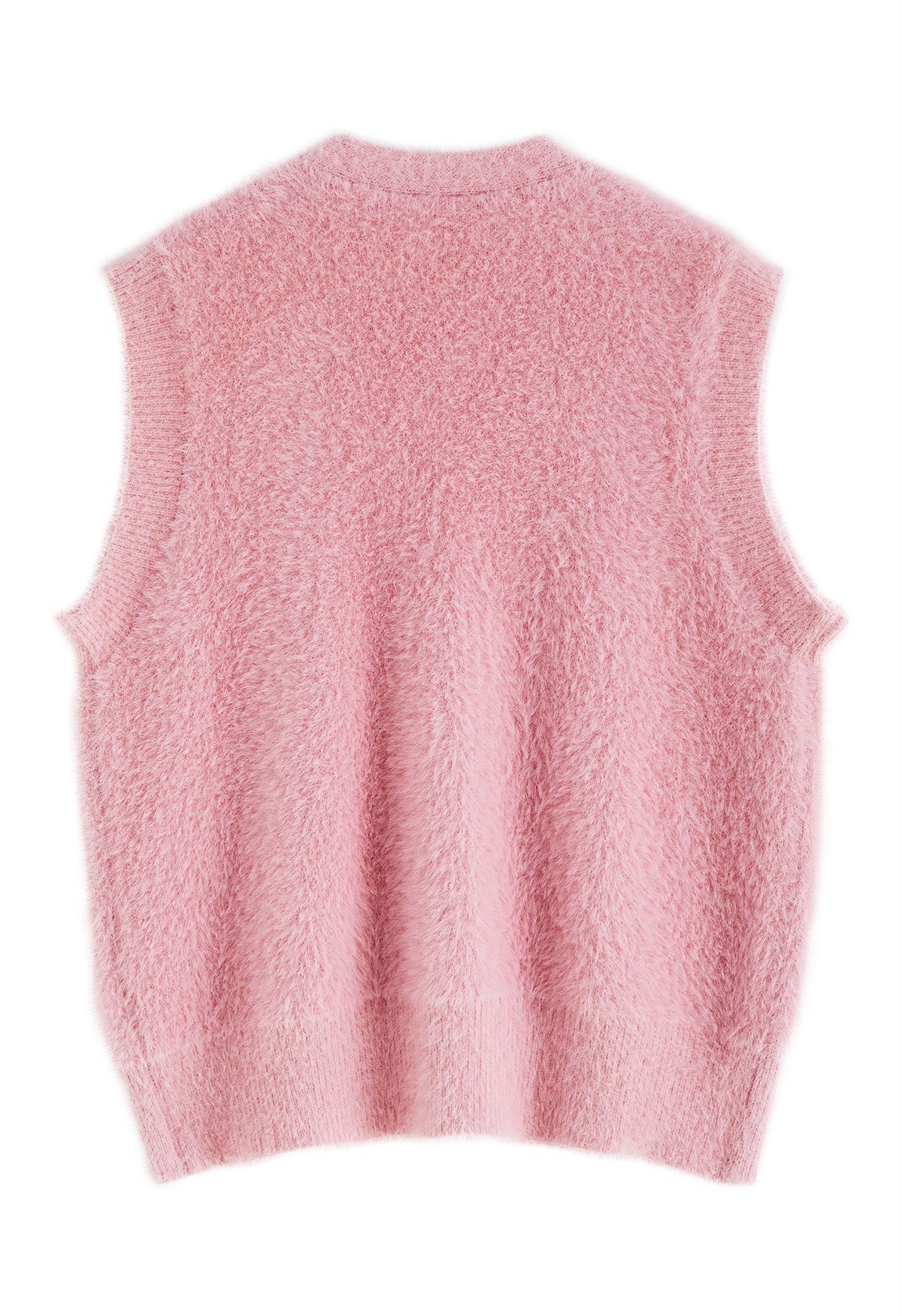 Fuzzy Soft Touch Button Down Vest in Pink