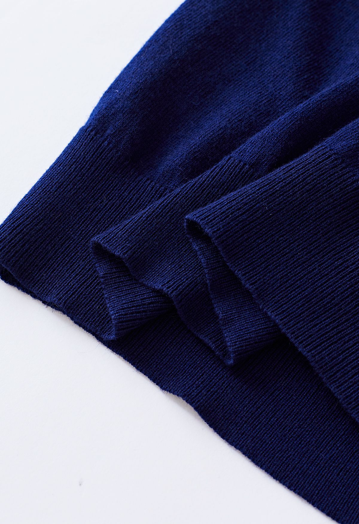 Color Blocked Turtleneck Knit Top in Navy