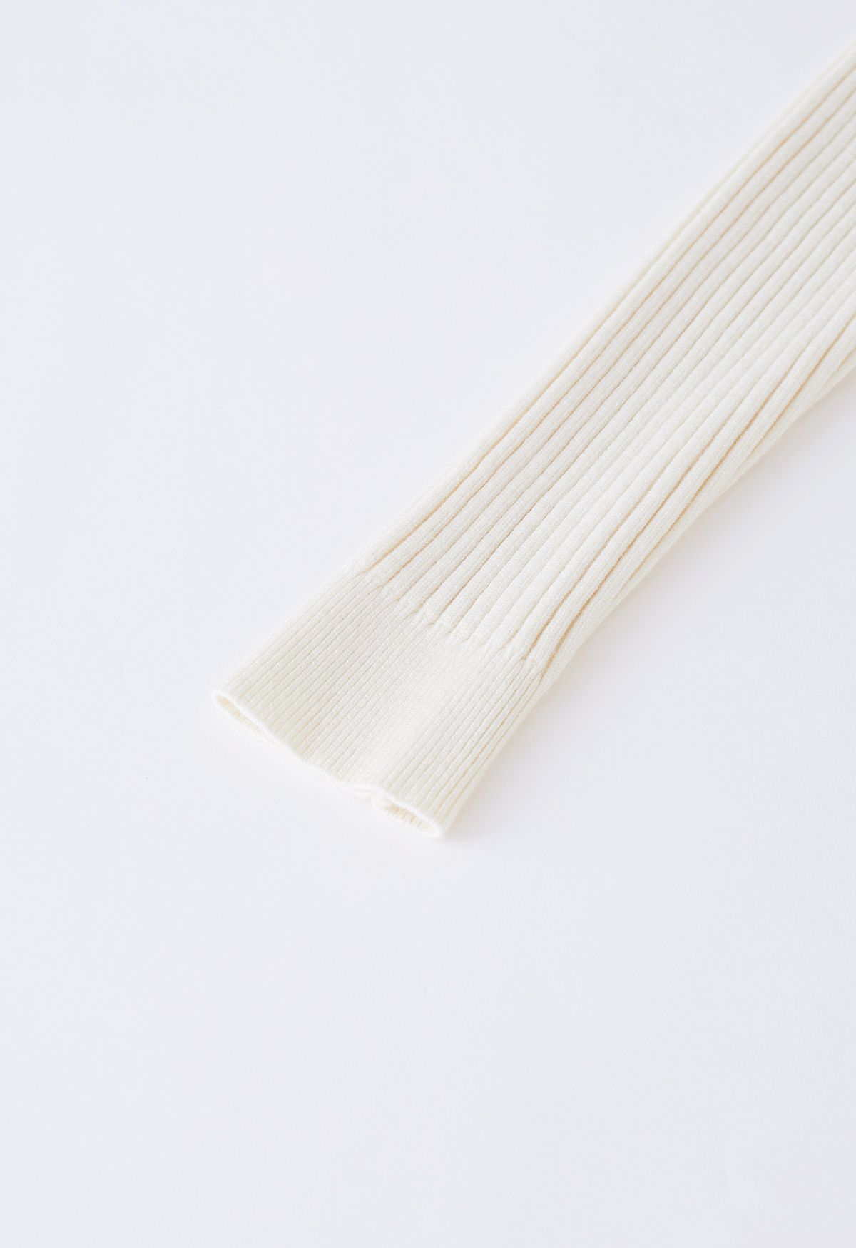 Ribbed Texture Frilling Midi Dress in Cream