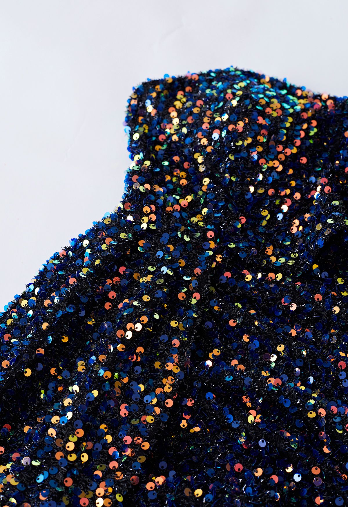 Ruffle One-Shoulder Colorful Sequin Cocktail Dress in Black