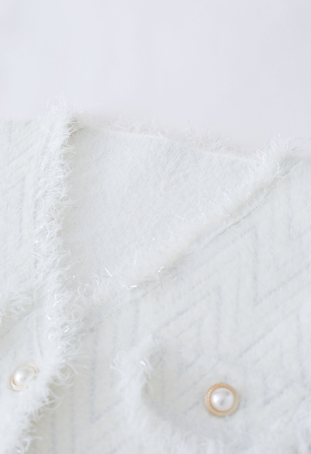 Metallic Tassel Melange Knit Cardigan in Ivory