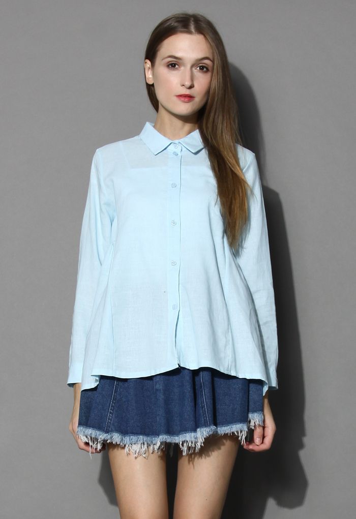 Dolly Flare Shirt in Blue