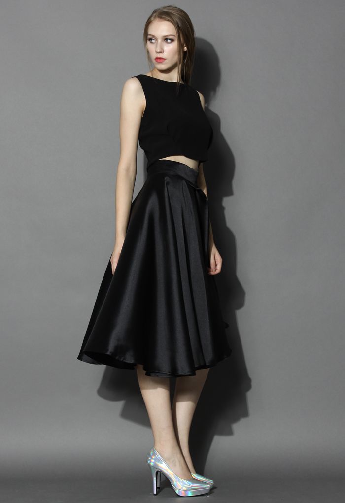 Eternal Flame Asymmetric Skirt in Black