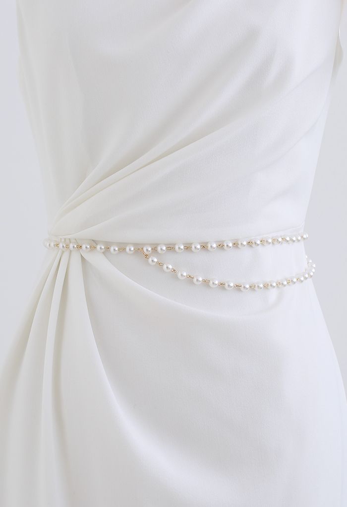 Retro Pearl Draped Chain Belt