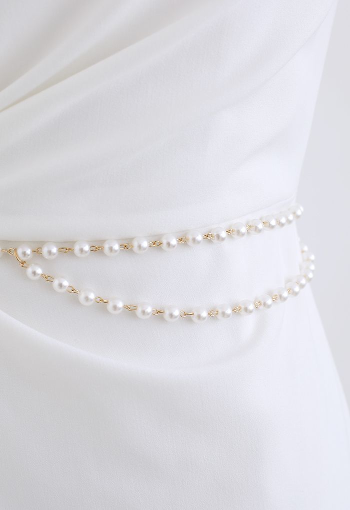 Retro Pearl Draped Chain Belt