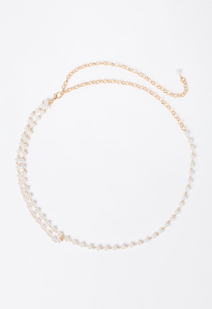 Retro Pearl Draped Chain Belt