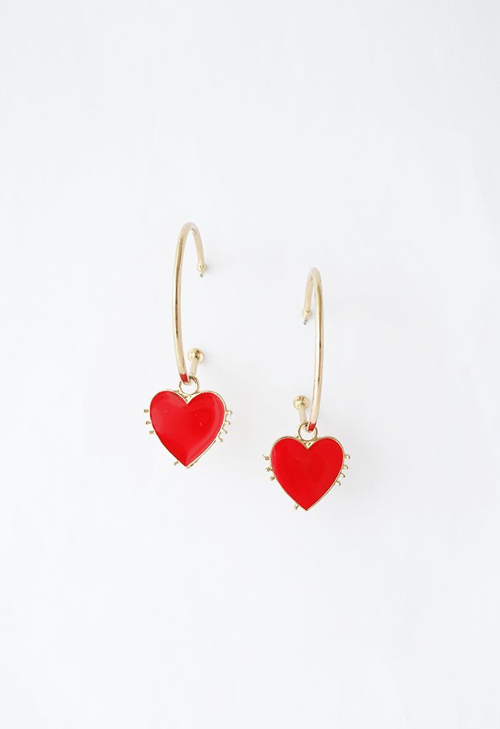 Heart Shape Golden Hoop Earrings