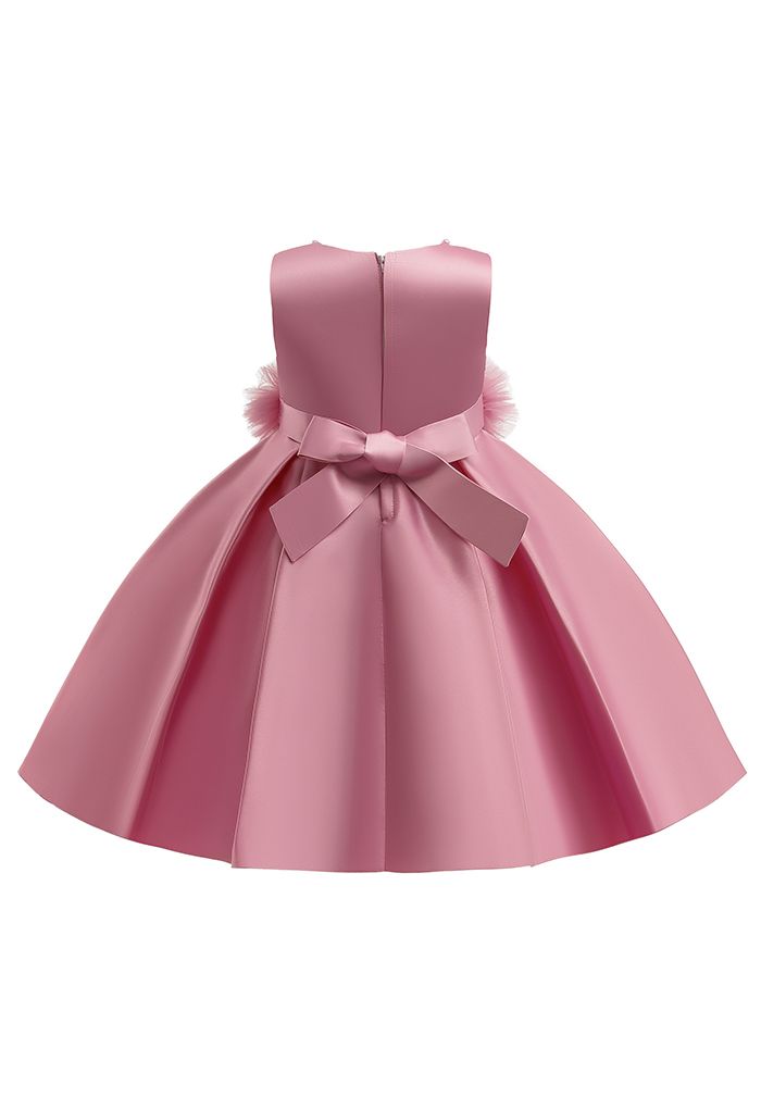 【子供服】花柄レースラッフルチュールプリンセスドレス ピンク