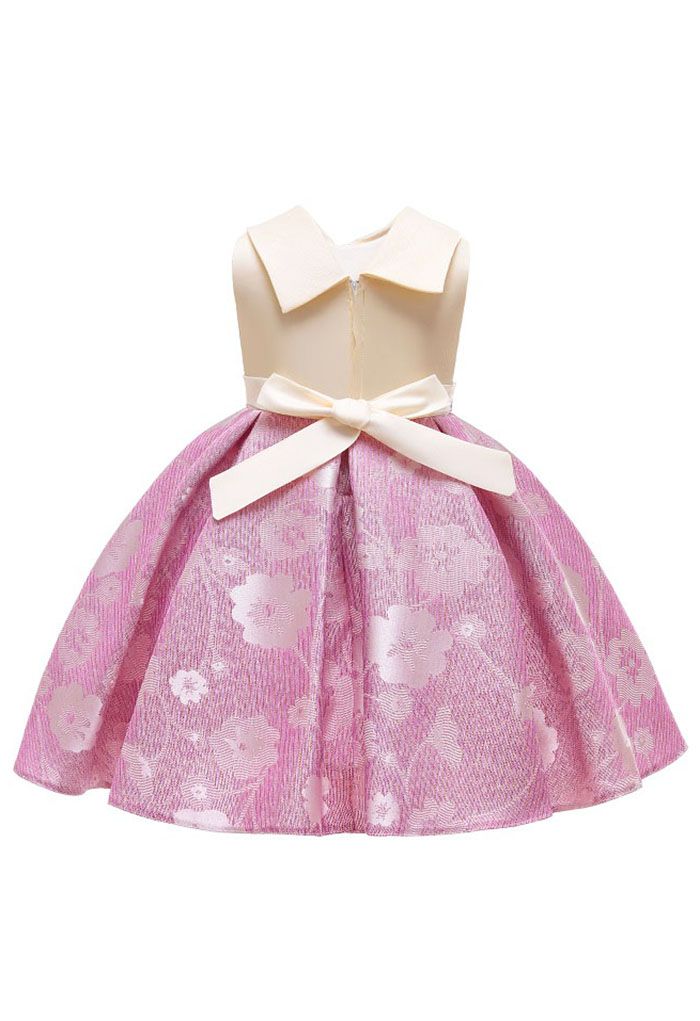 【子供服】花柄ジャカードプリンセスドレス ピンク