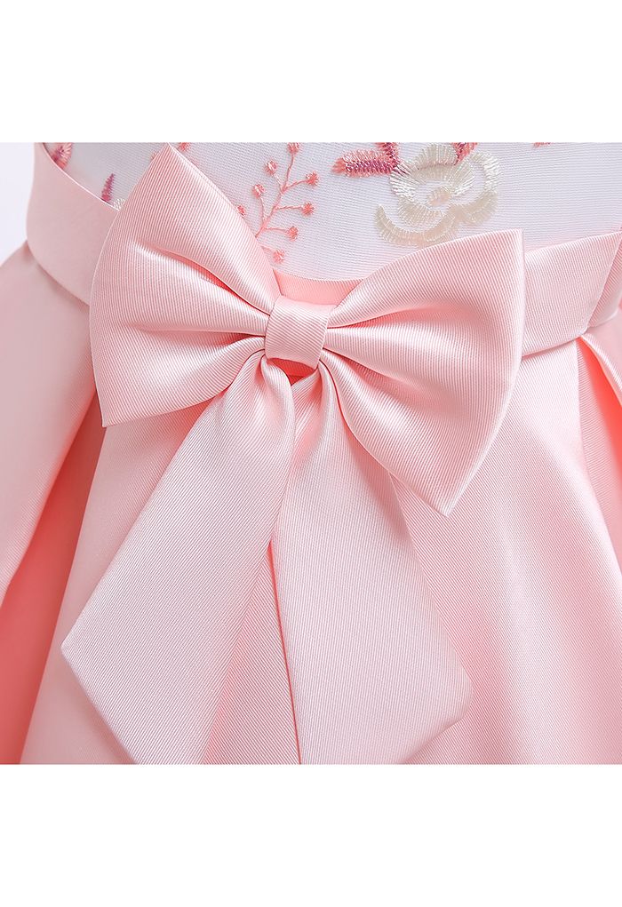 【子供服】刺繍ウエストリボンプリンセスドレス ピンク