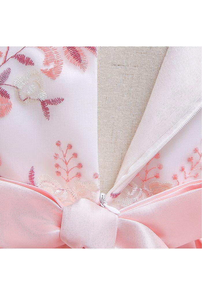 【子供服】刺繍ウエストリボンプリンセスドレス ピンク
