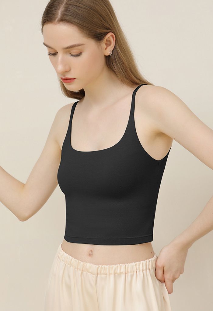 Built-in-Bra Comfy Tank Top in Black - Retro, Indie and Unique Fashion