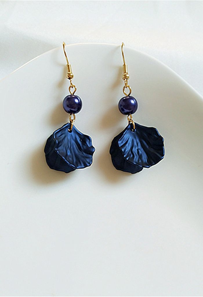 Navy Shimmer Petals Earrings