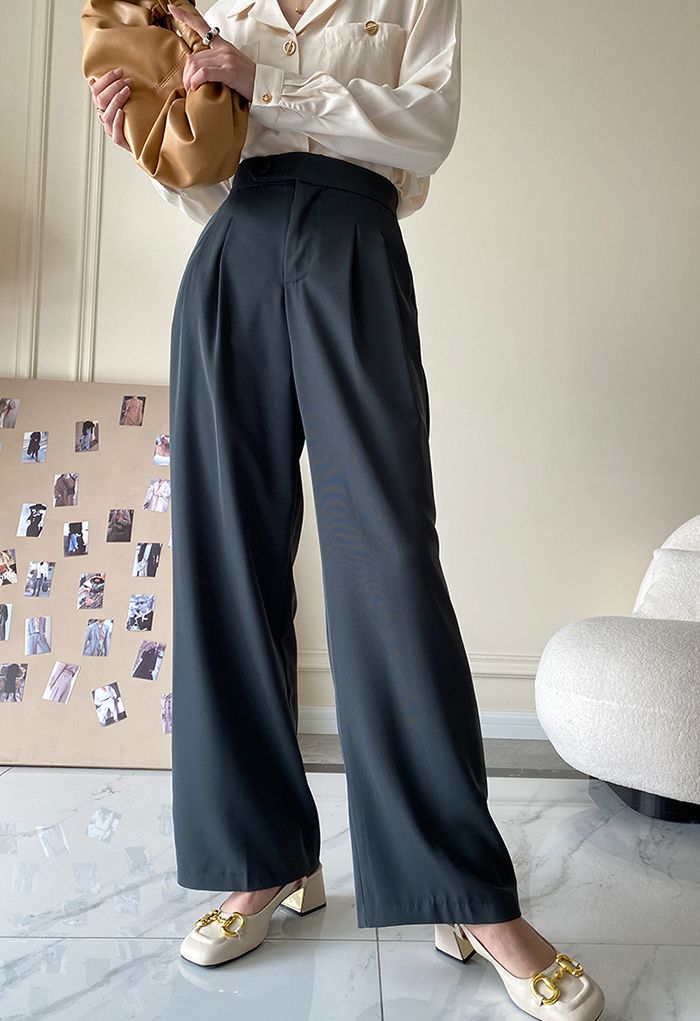 BUTTONED WIDE LEG PANTS