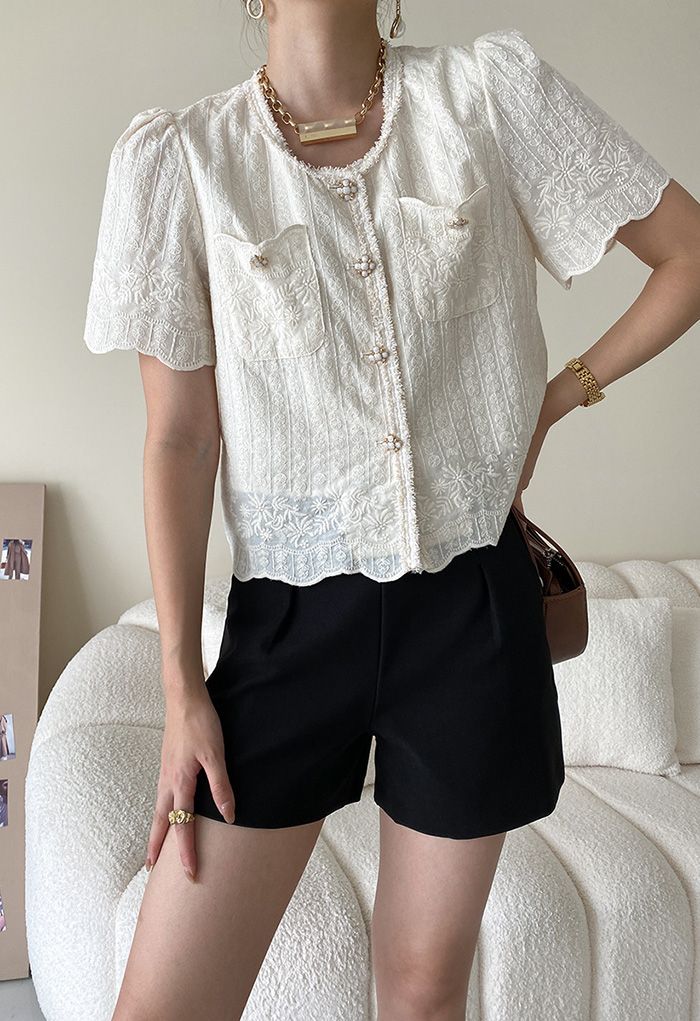 Vintage Embroidered Floral Lace Top