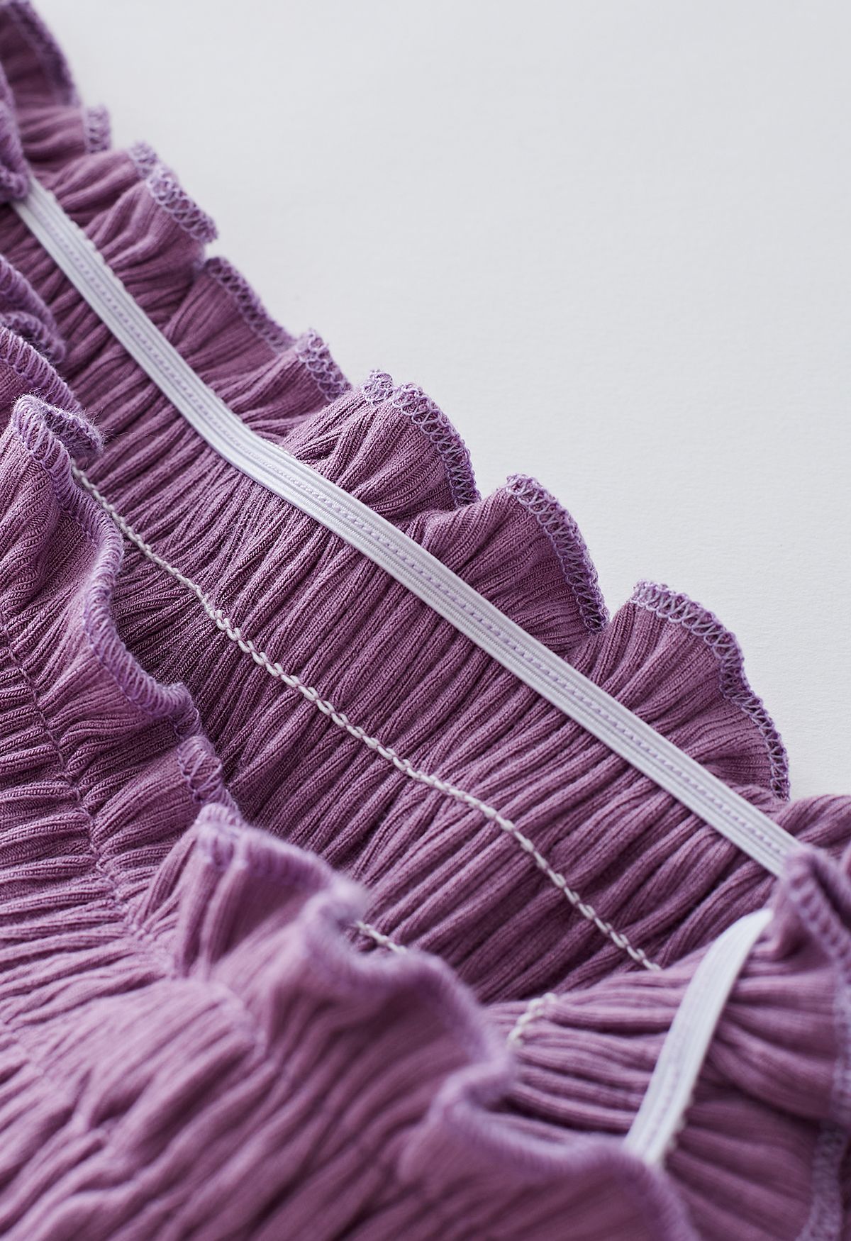 Ruffle Shirred Tube Top and Cardigan Set in Lilac