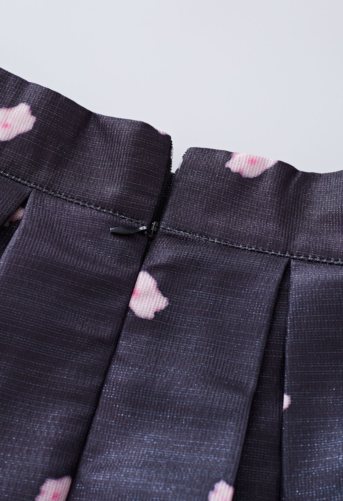 Falling Flowers Shimmer Pleated Midi Skirt