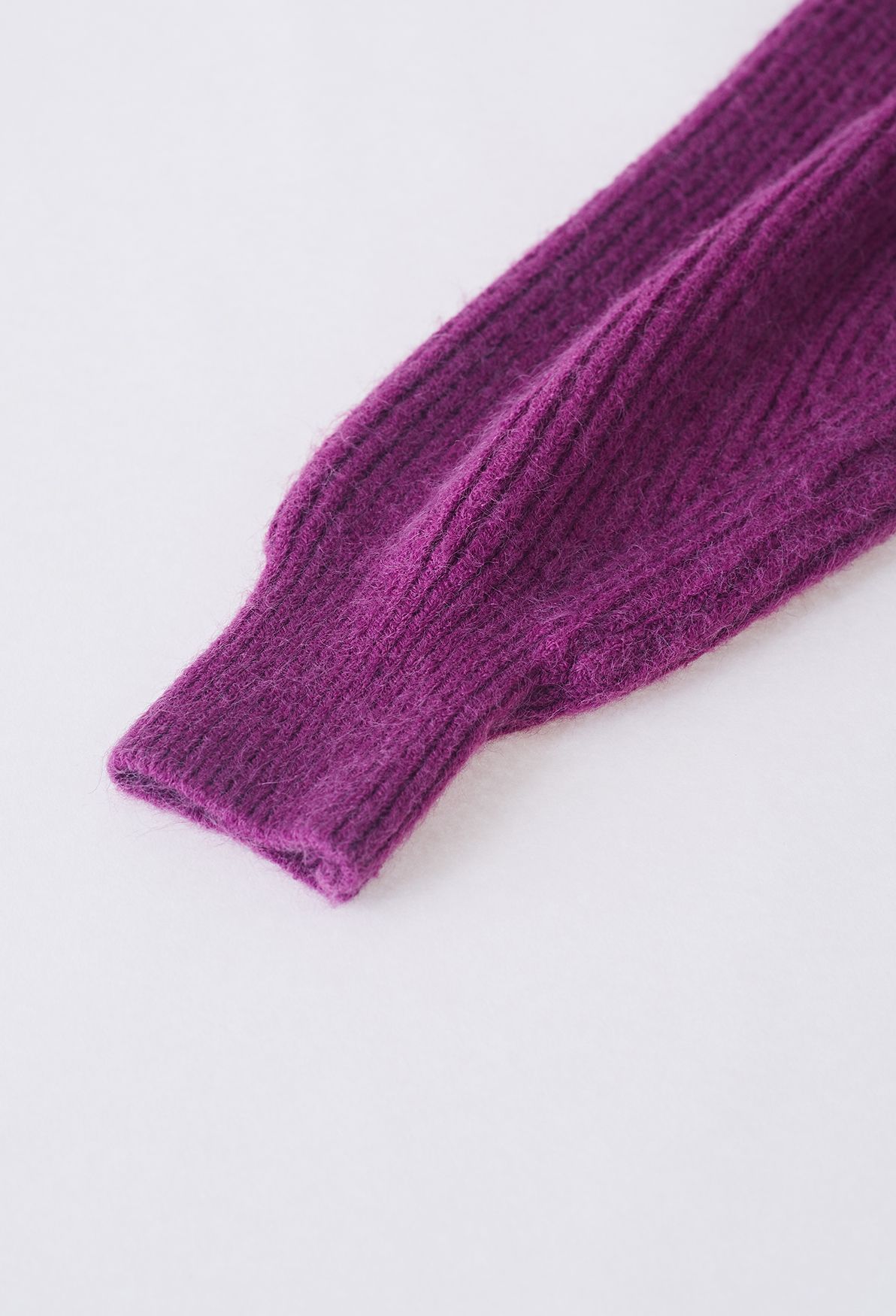 Solid Color Rib Knit Sweater in Purple