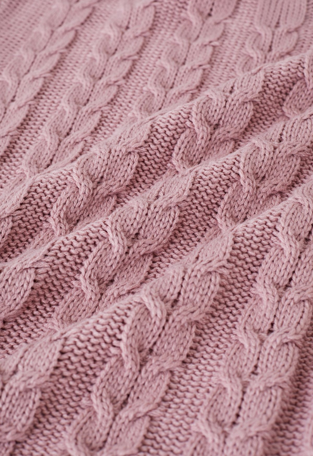 Balloon Sleeve Cable Knit Sweater in Dusty Pink