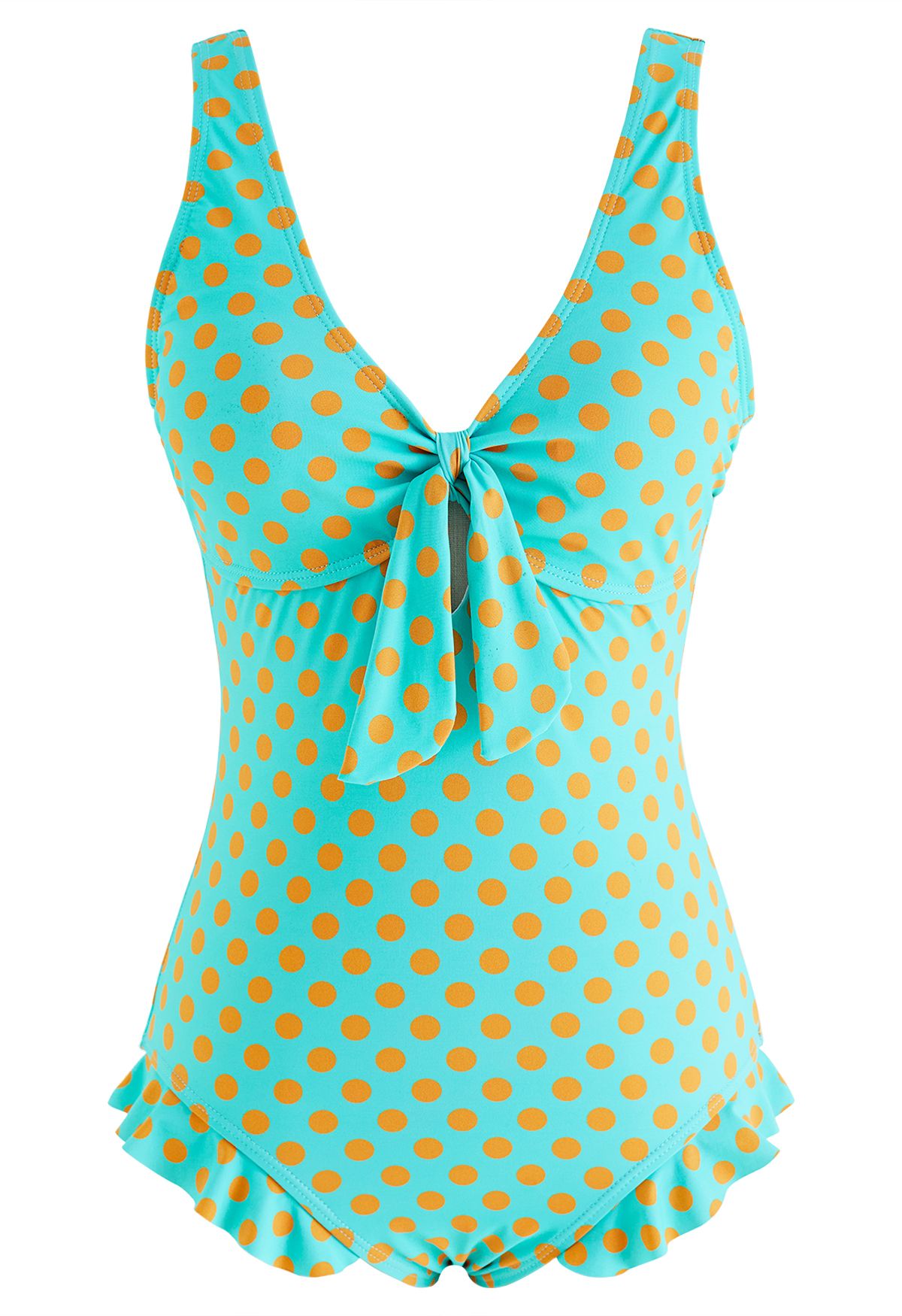 polka dot ruffle swimsuit