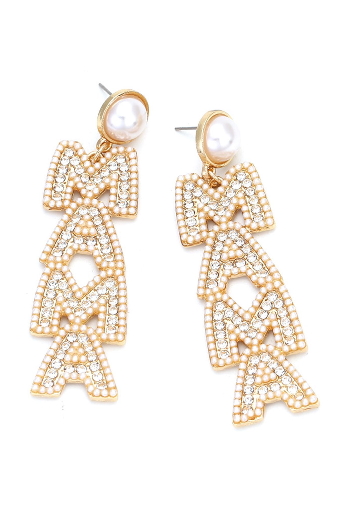 MAMA Luxurious Diamond Pearl Earrings