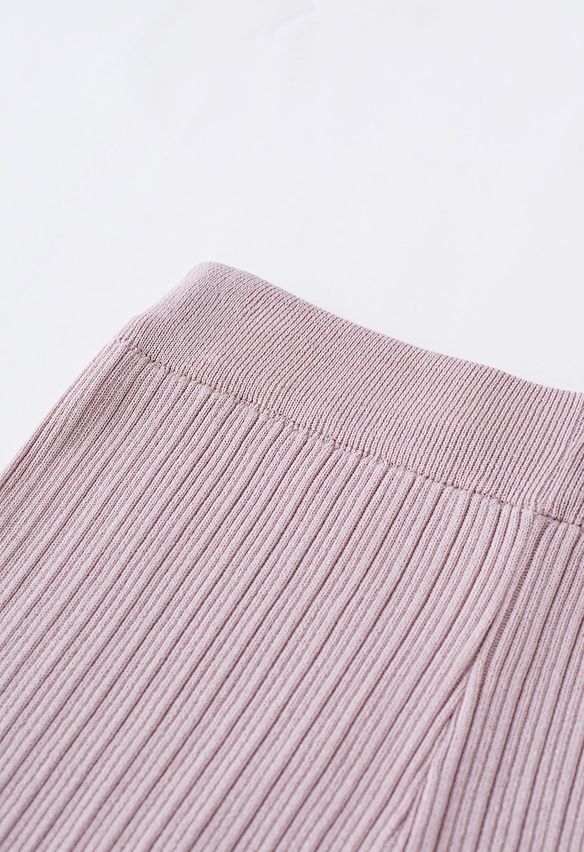 Drawstring Sleeve Knit Top and Pants Set in Dusty Pink