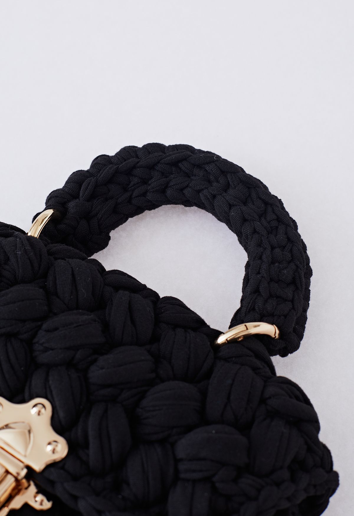 Braided Chunky Knit Mini Bag in Black