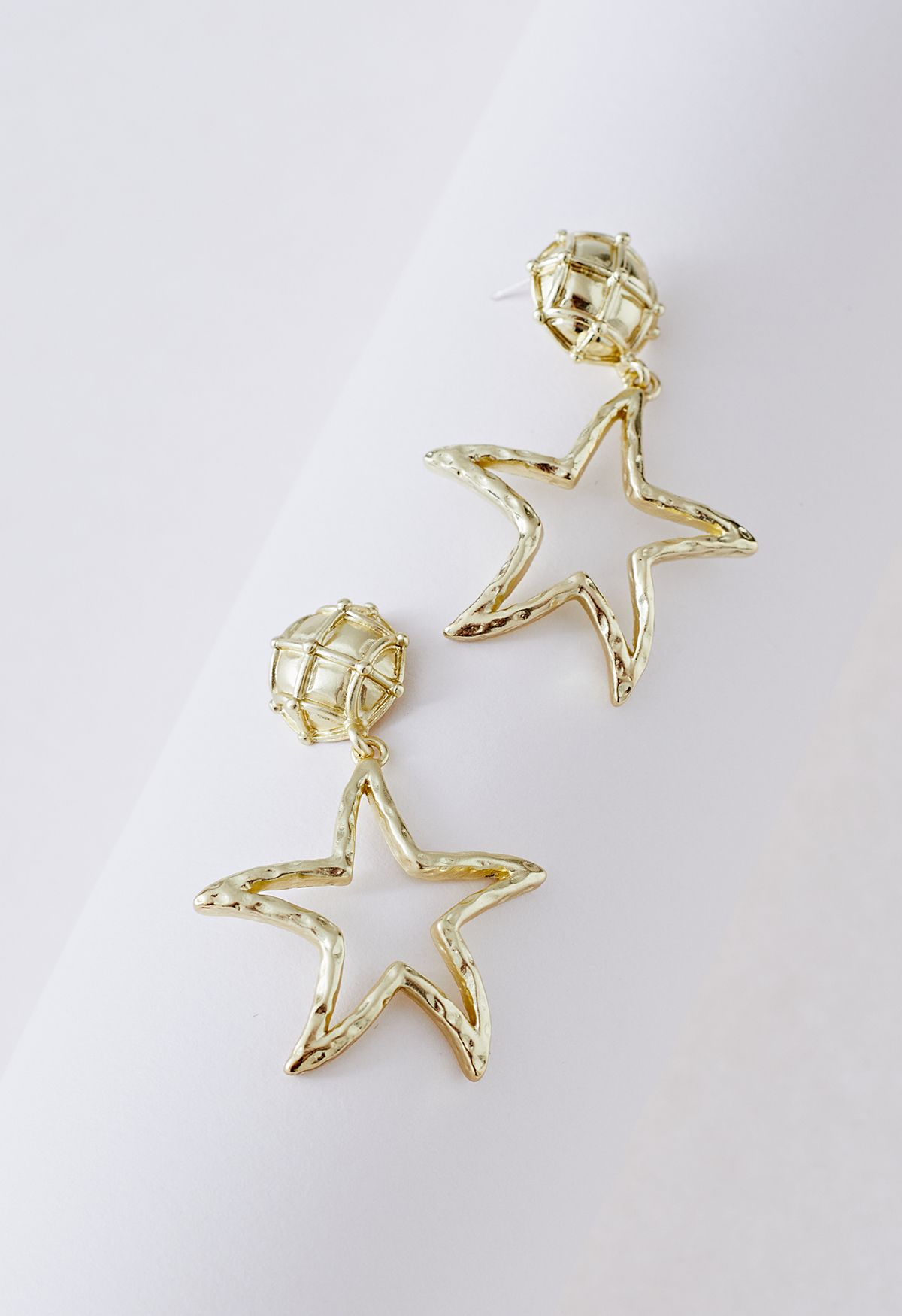 Hollow Out Golden Starfish Earrings