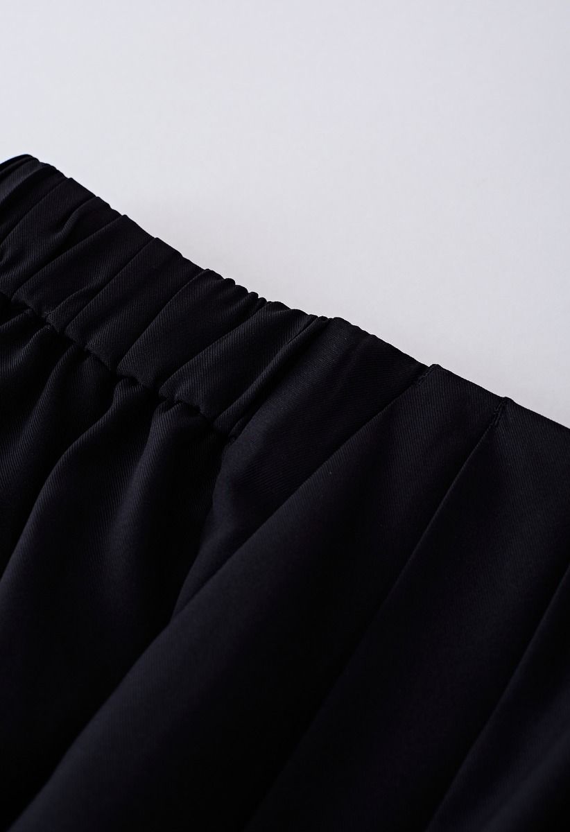 Fanciful Pleats Wide-Leg Pants in Black