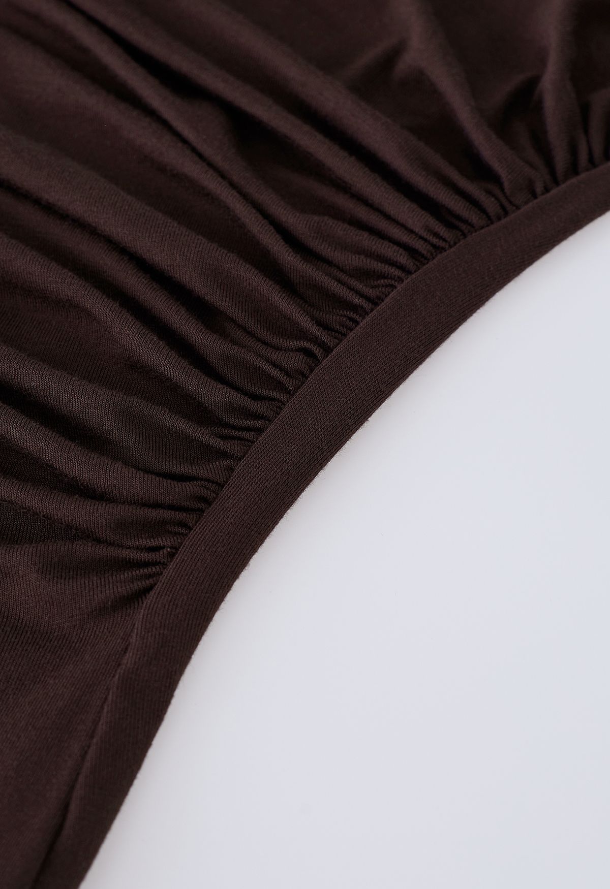 Ruched Detail Sleeveless Top in Brown