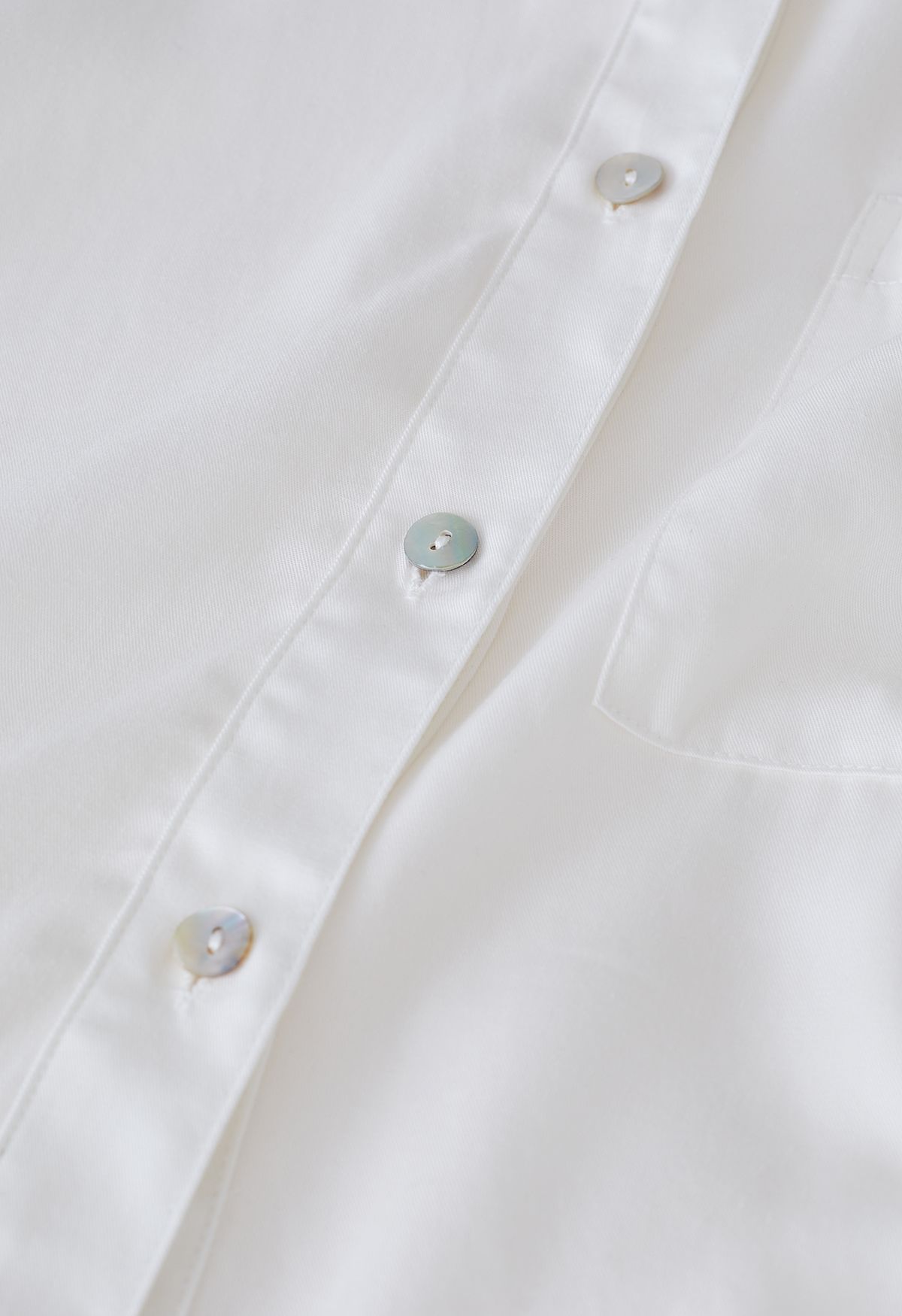 Pocket Short Sleeve Button Up Shirt in Ivory