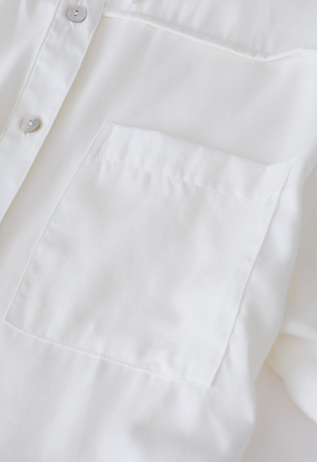Pocket Short Sleeve Button Up Shirt in Ivory