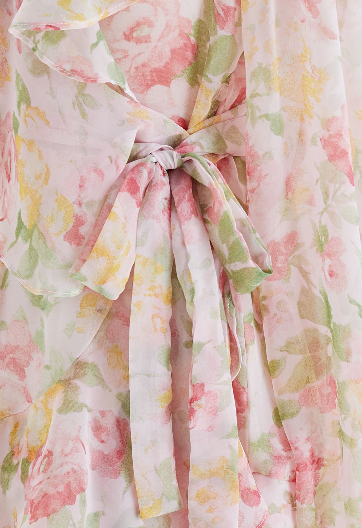 Sweet Bloom Ruffle Wrap Mini Dress in Pink