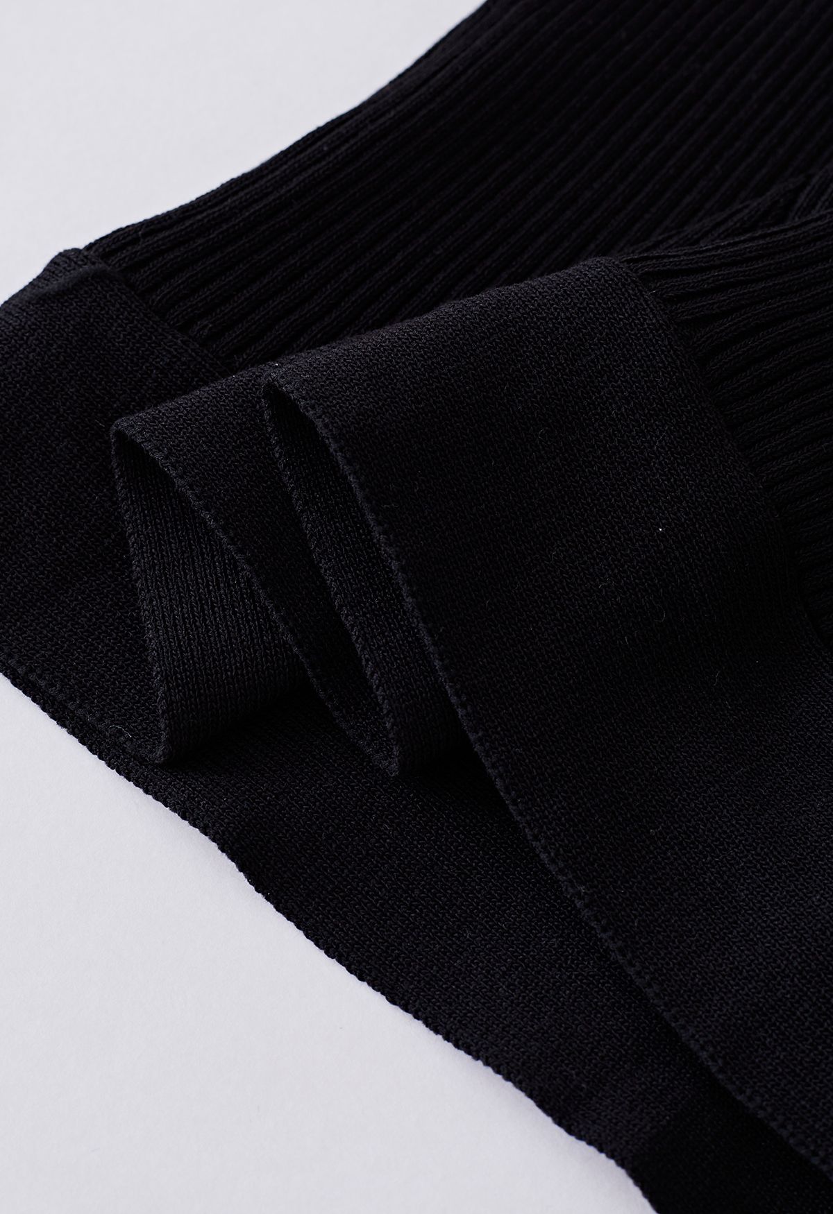 Tie Waist Knit Tank Top in Black