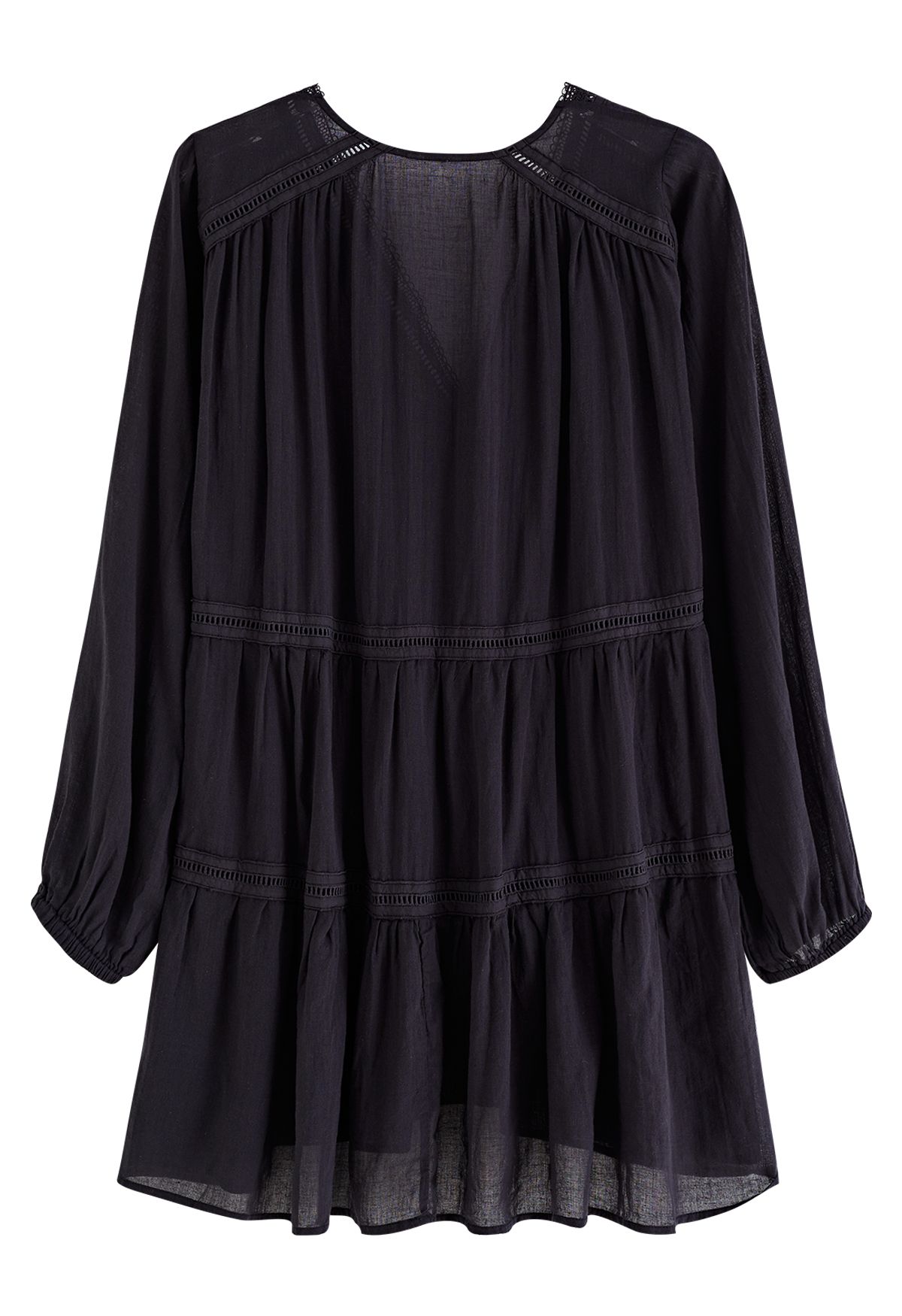 Lithe Plunging Cotton Tunic in Black