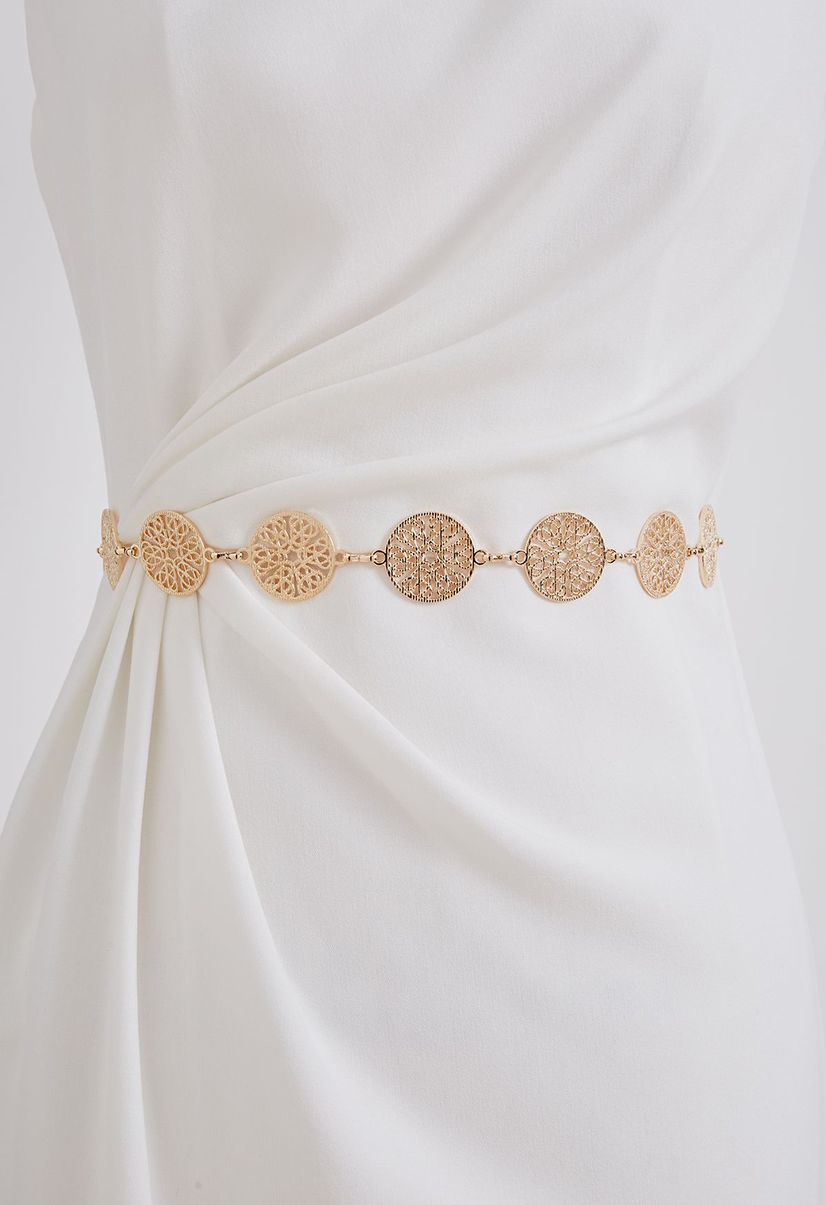 Rudra Creation Golden Gold Metal Waist Belts For Womens, Size